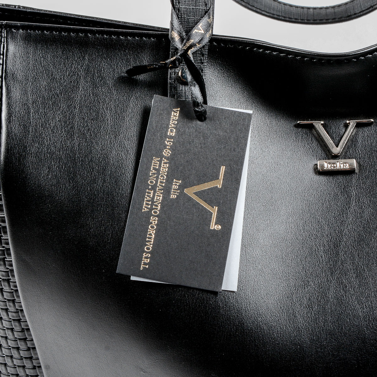 Bolso de mano para mujer V 1969 Italia negro REINA