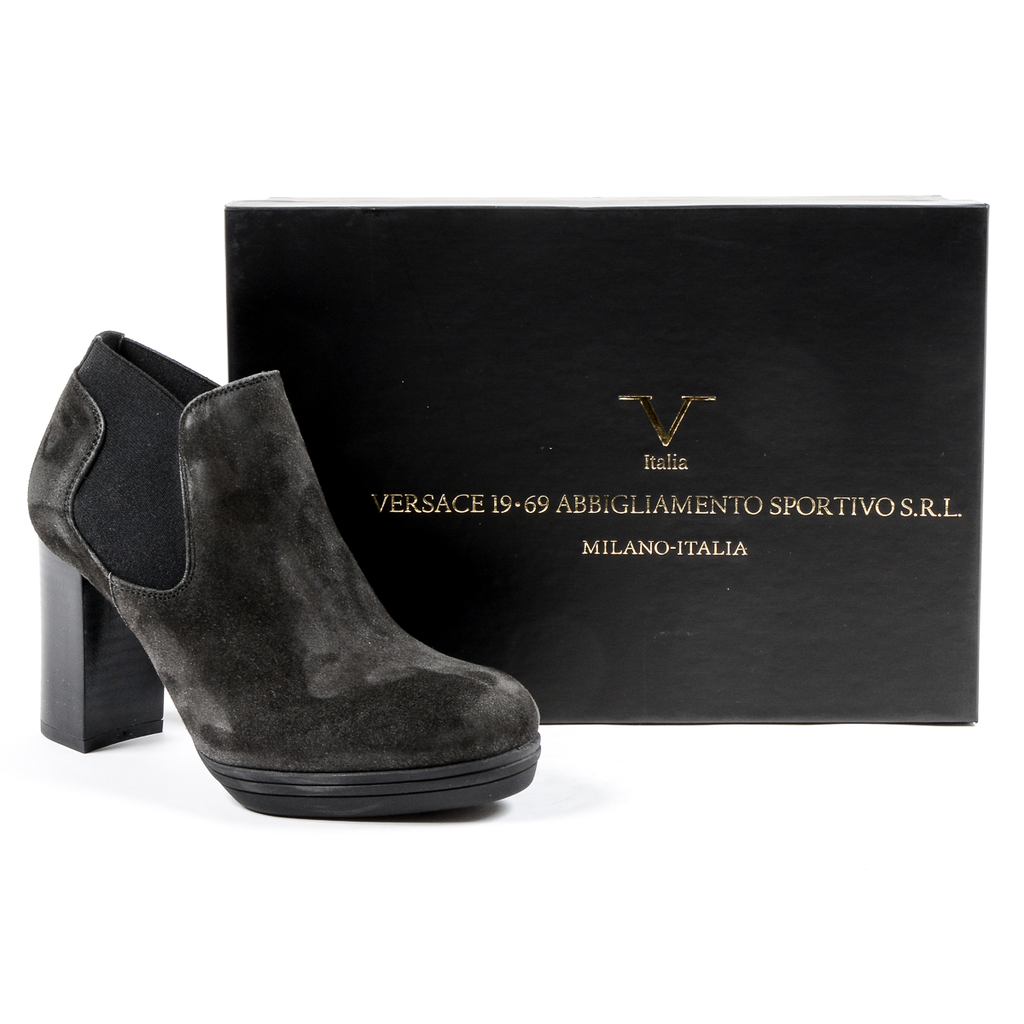 V 1969 Italia - Botines de tacón para mujer, color gris oscuro, GRACY