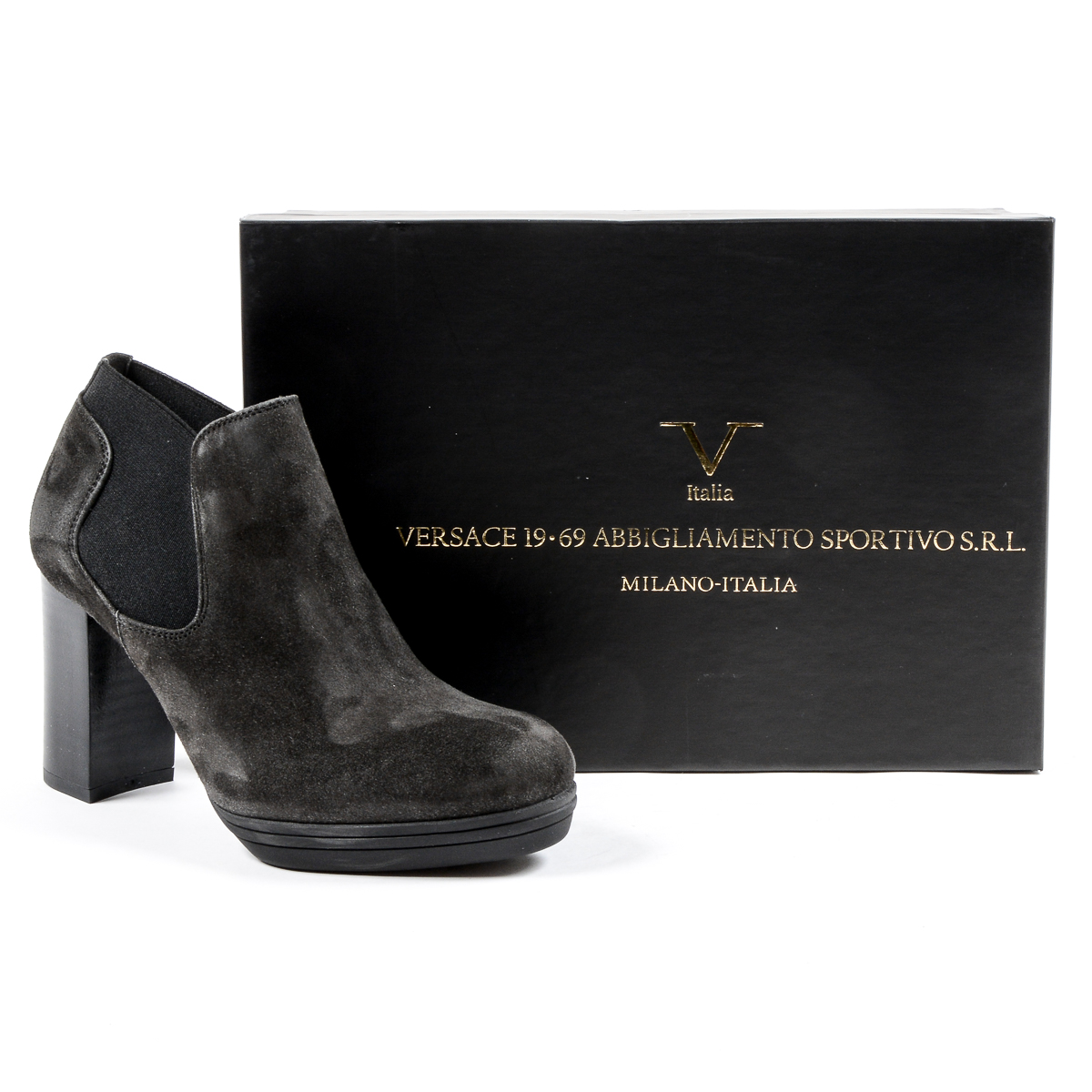 V 1969 Italia - Botines de tacón para mujer, color gris oscuro, GRACY