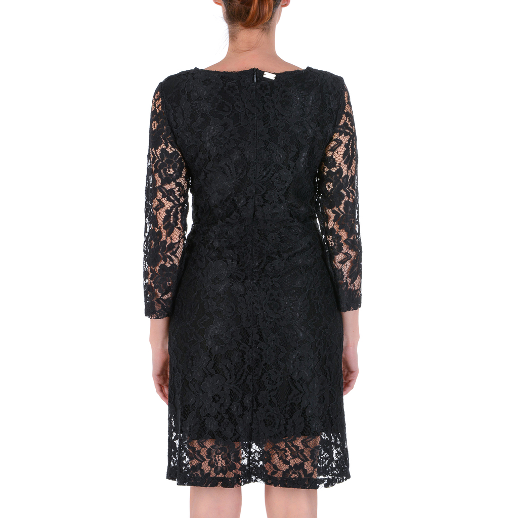 Vestido de mujer V 1969 Italia con mangas 3/4, color negro, MILENA