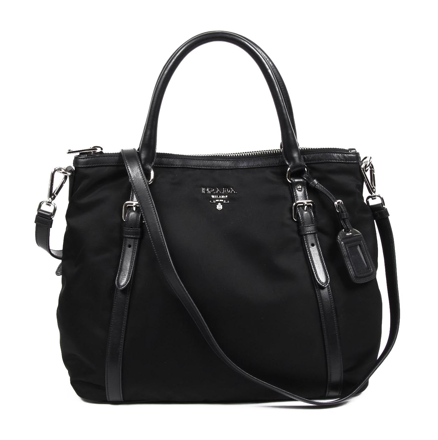 Prada Shopping Tote BR5116 Tessuto Soft Calf Nero