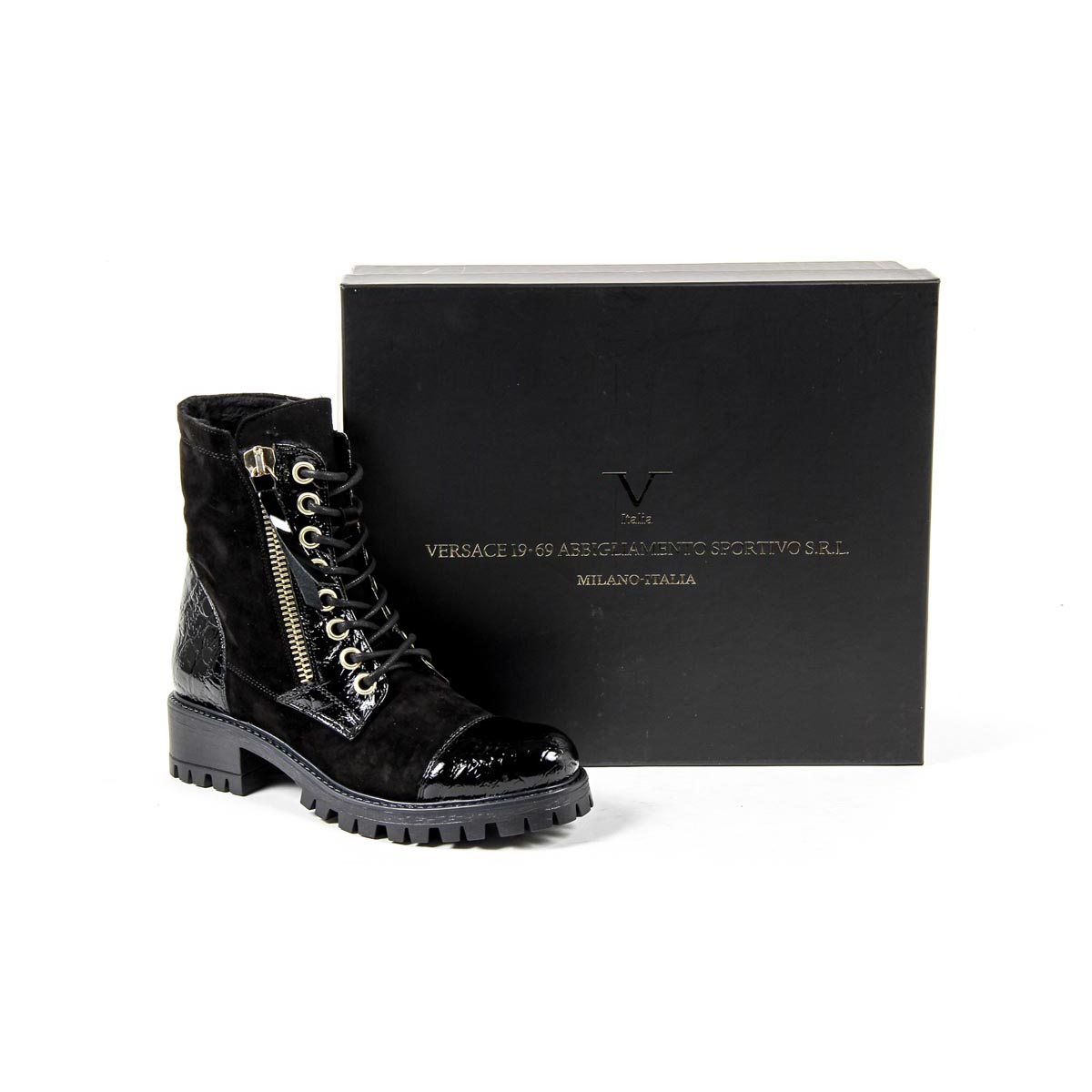 Bota Corta Mujer V 1969 Italia B1476 CAMOSCIO COCCO NERO