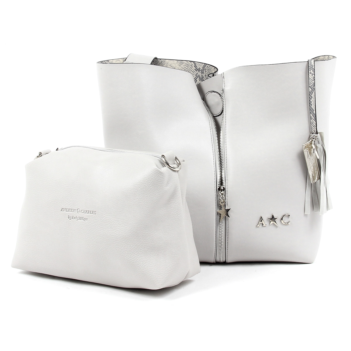 Andrew Charles Womens Handbag Light Grey JANE