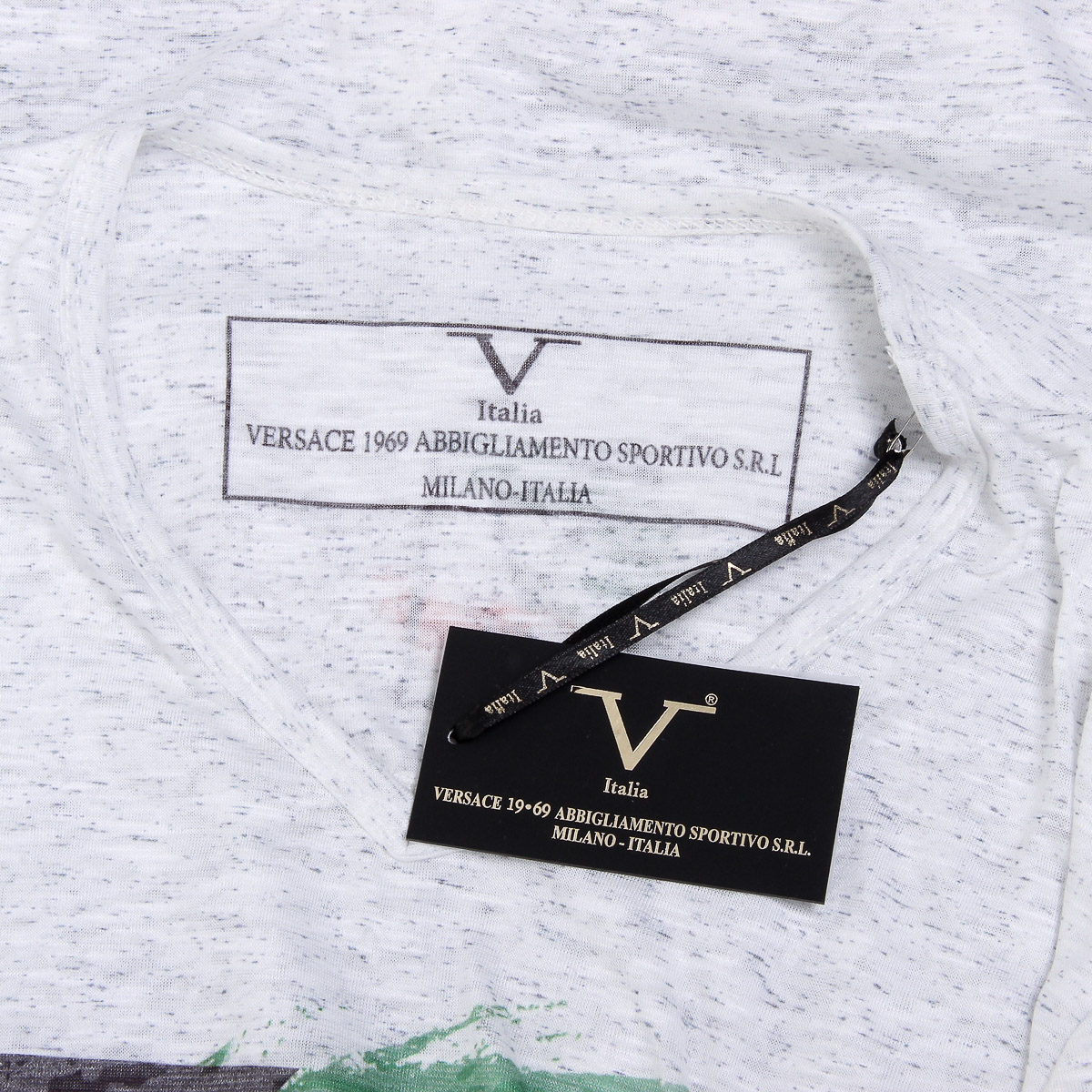 V 1969 Italia Mens T-shirt Short Sleeves V-Neck White LUCAS
