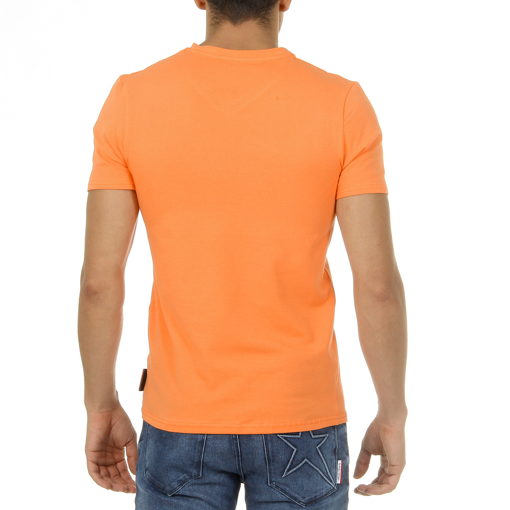 Camiseta Andrew Charles para hombre, manga corta, cuello en V, naranja, KENAN