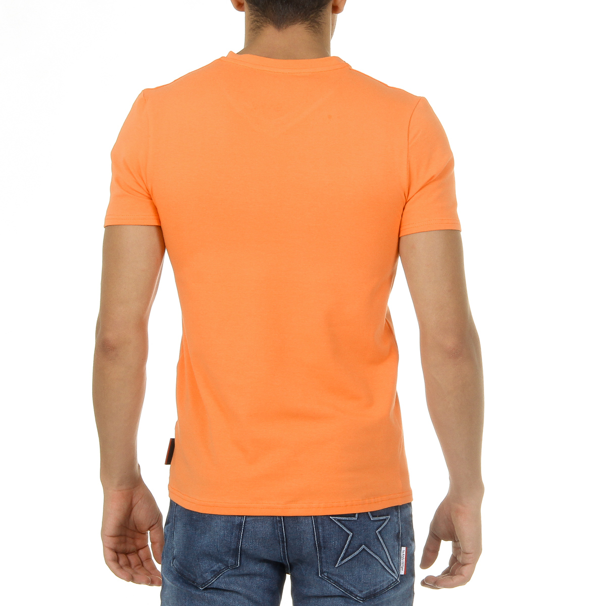 Camiseta Andrew Charles para hombre, manga corta, cuello en V, naranja, KENAN