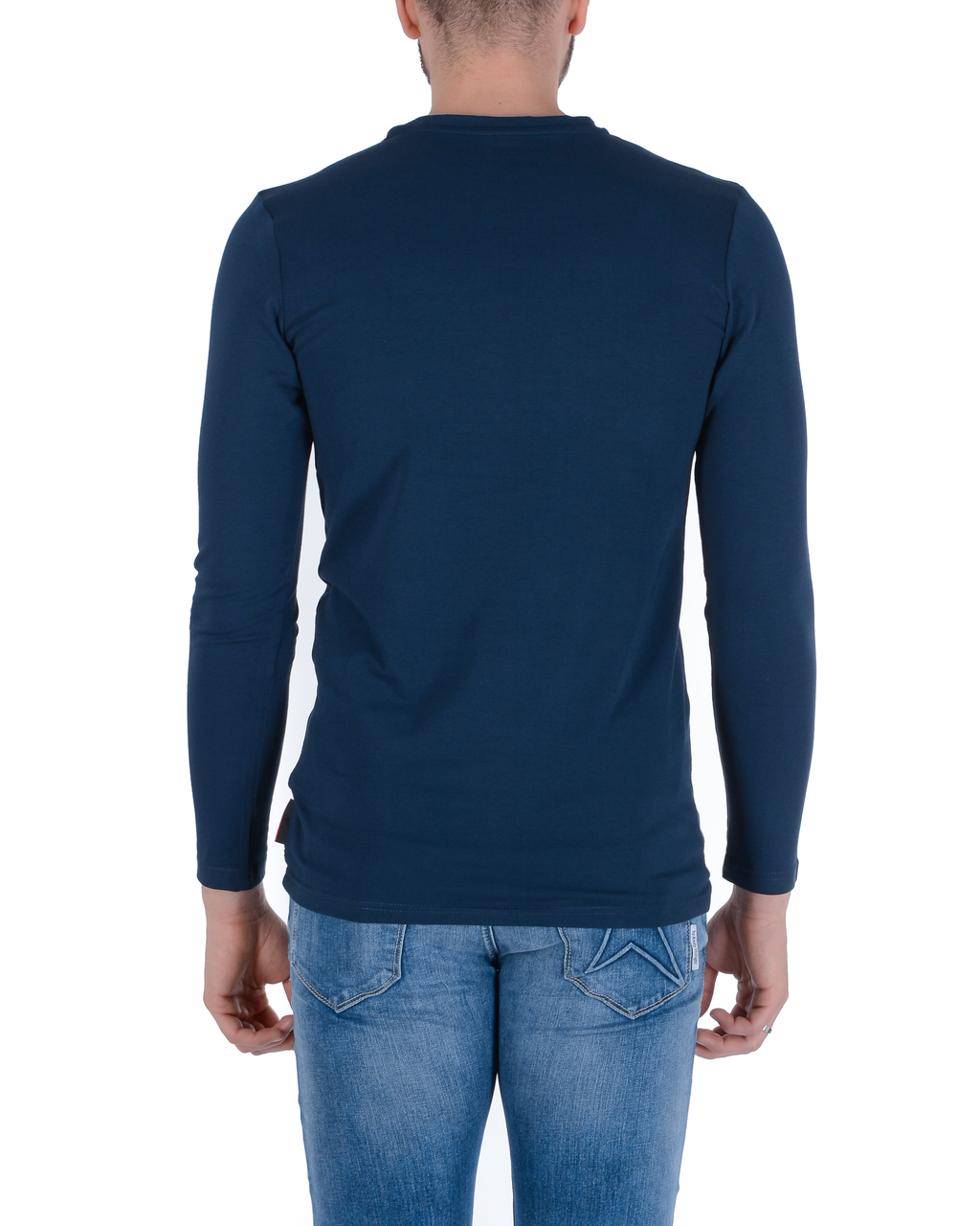 Camiseta Andrew Charles para hombre, manga larga, color azul marino, talla 14