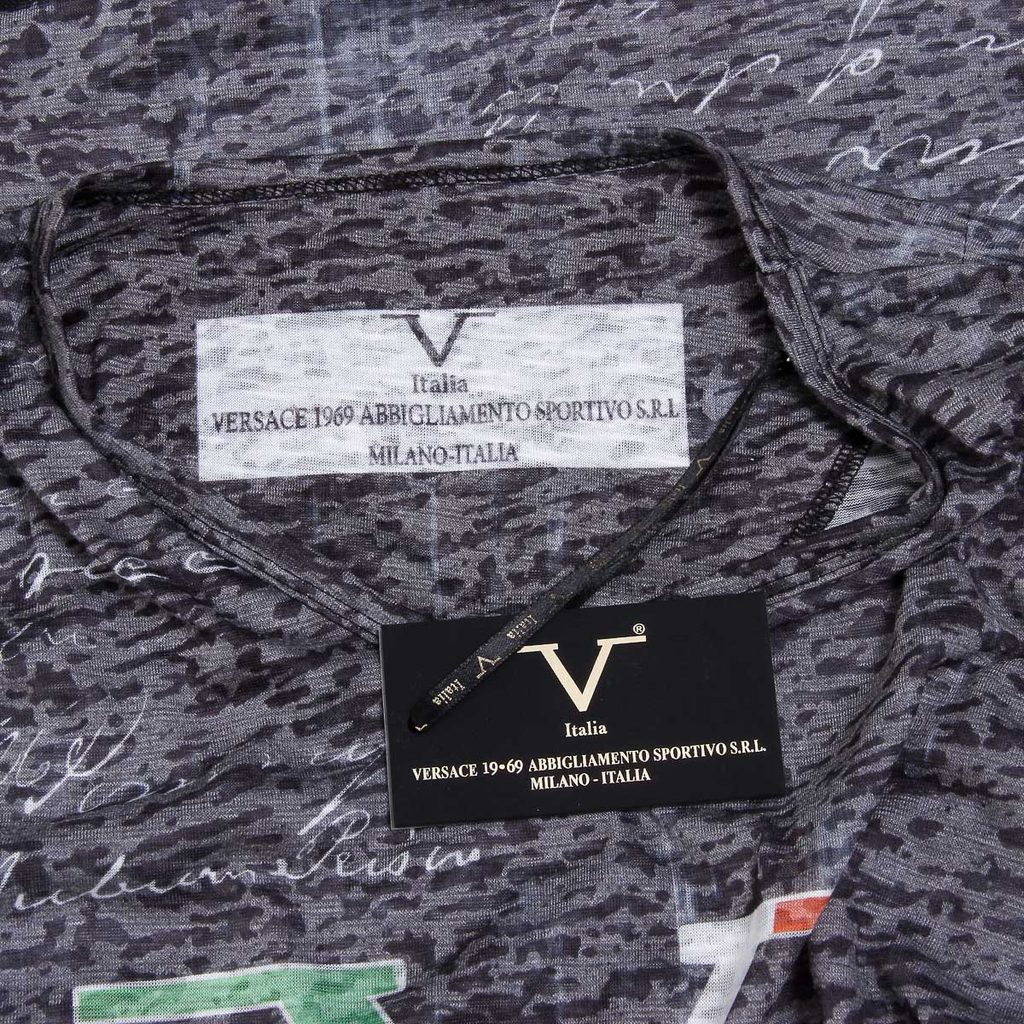 V 1969 Italia Mens T-shirt Short Sleeves V-Neck Black JACOB