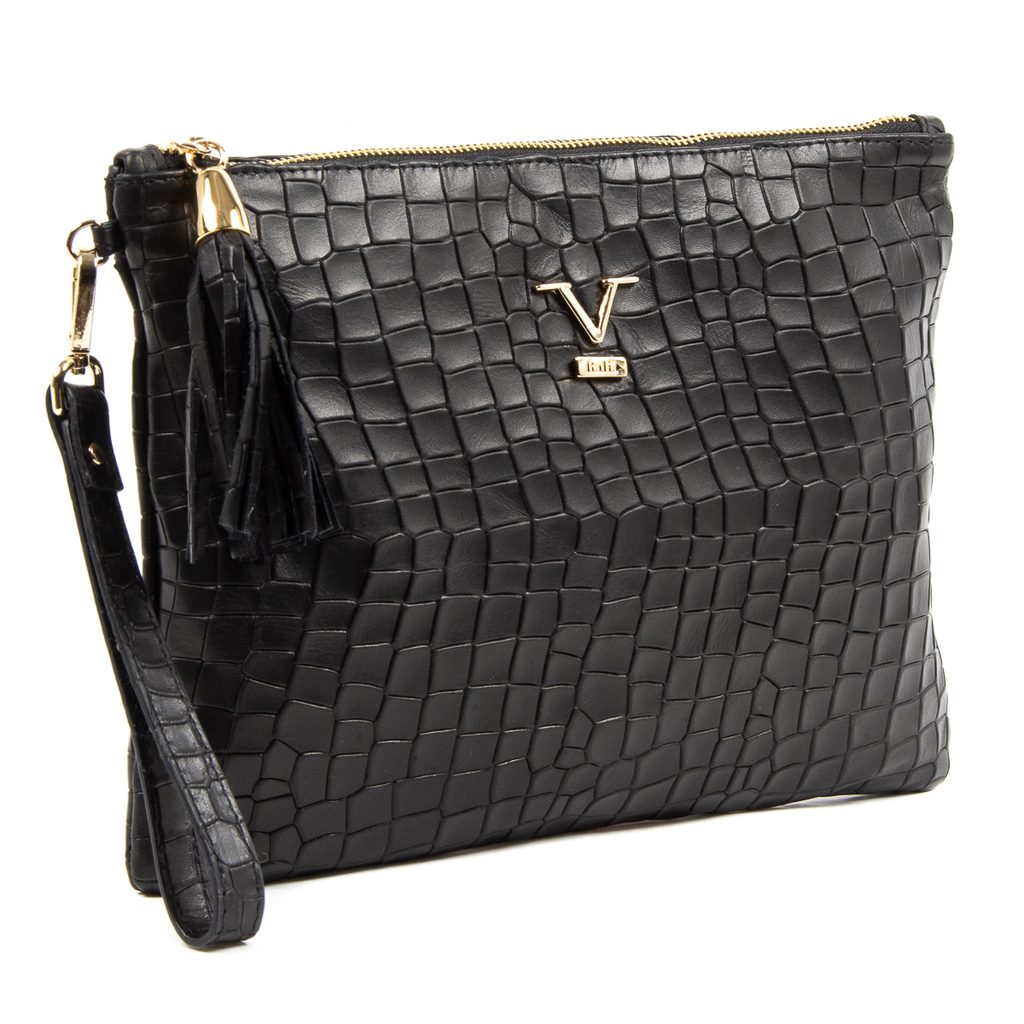 Bolso de mano para mujer V 1969 Italia, color negro y lima