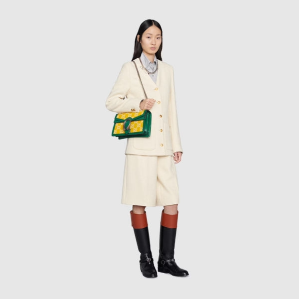 Bolso de hombro Gucci GG Leather Dionysus verde amarillo