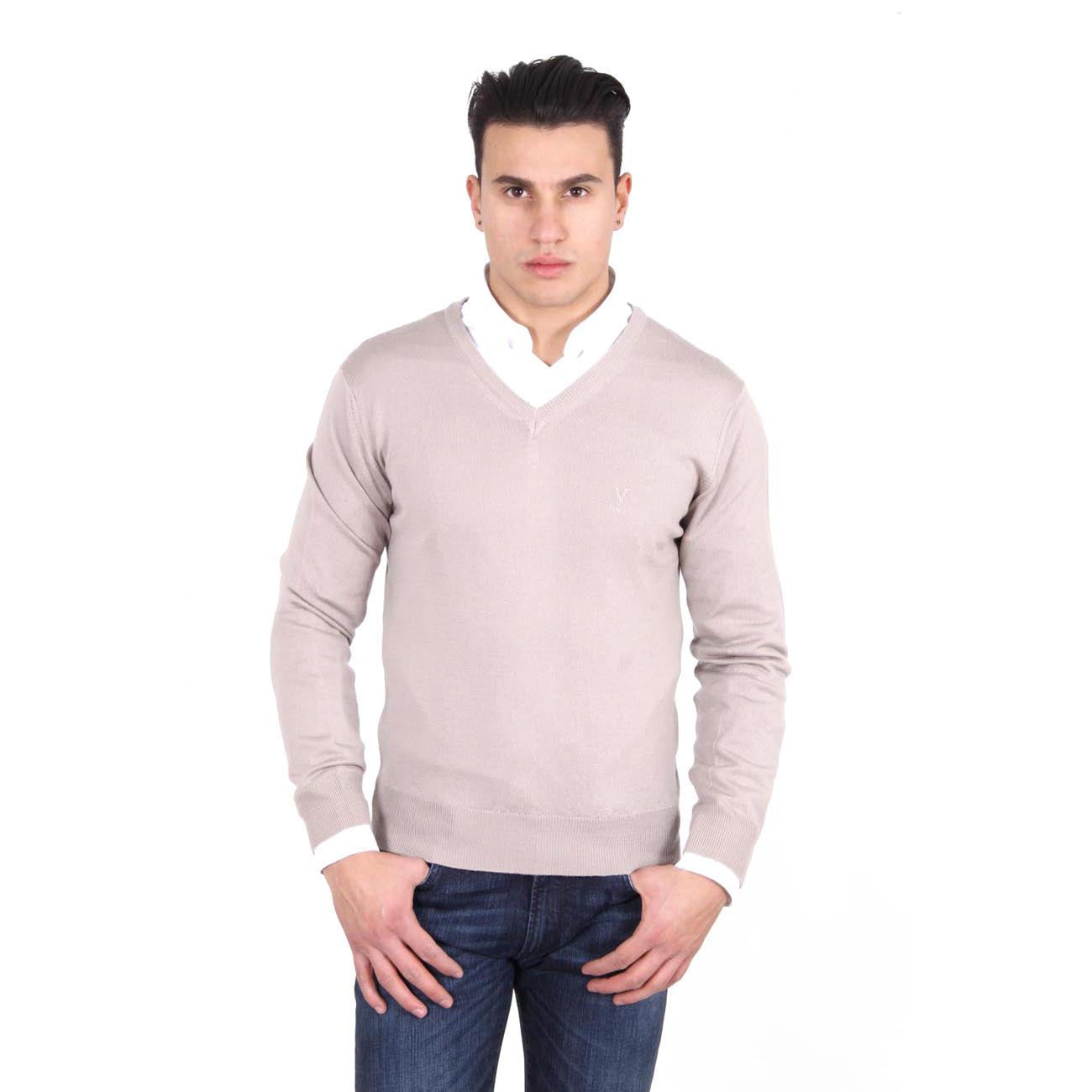 V 1969 Italia Jersey con cuello de pico para hombre 9801 SCOLLO V SABBIA