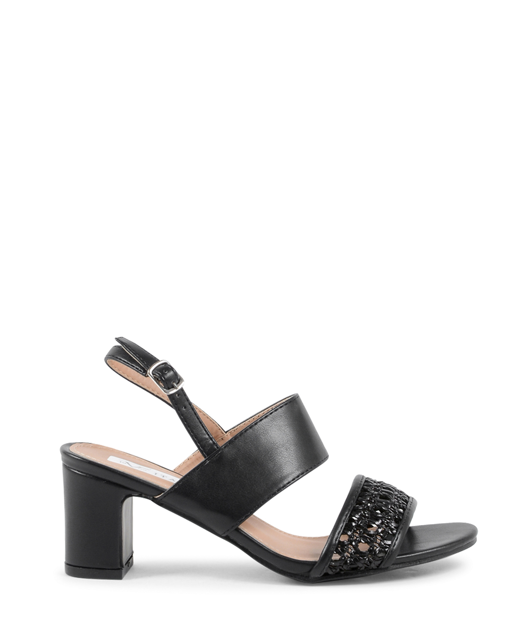 19V69 Italia Sandalia de tira trasera para mujer Negra V07 NEGRO