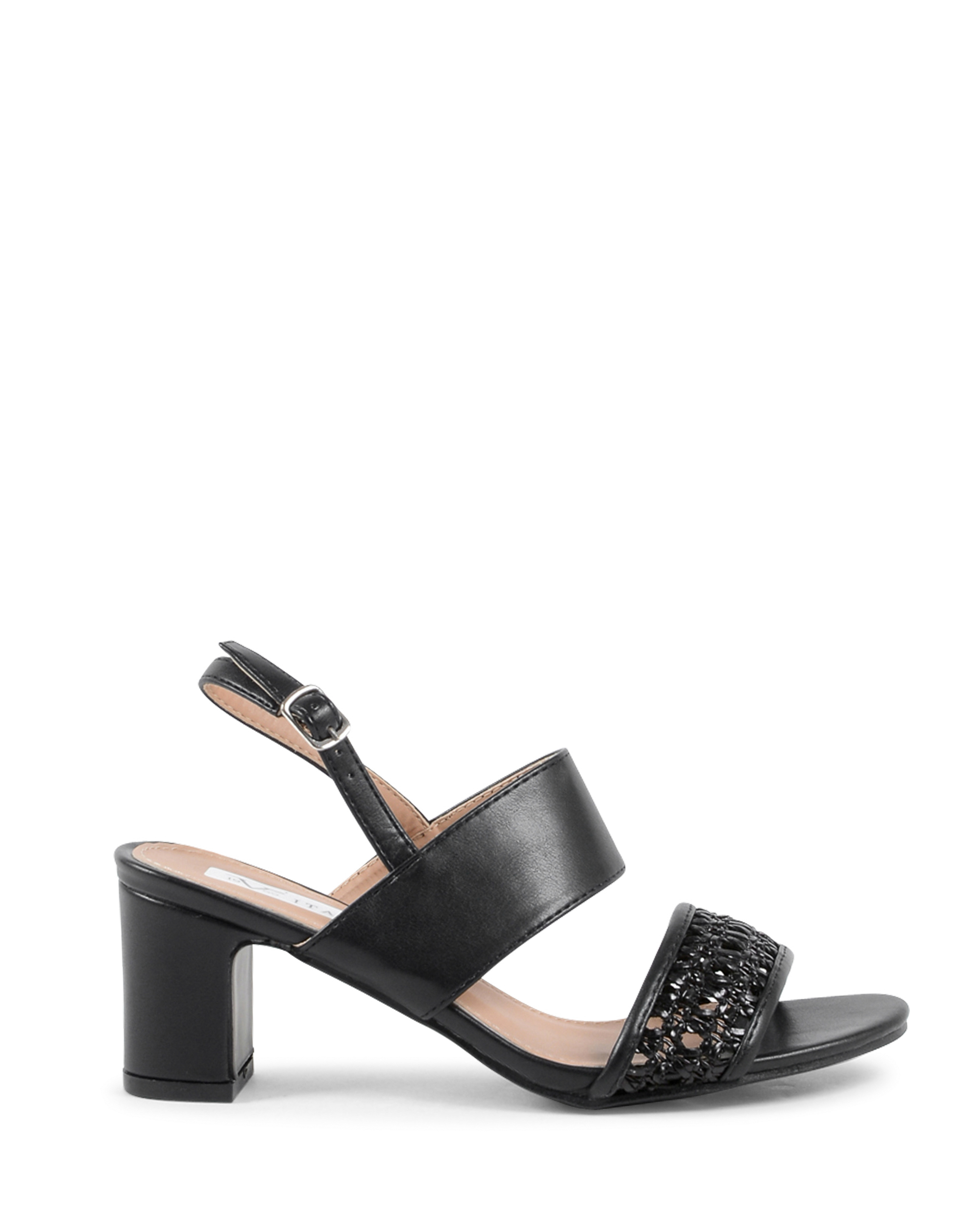 19V69 Italia Sandalia de tira trasera para mujer Negra V07 NEGRO