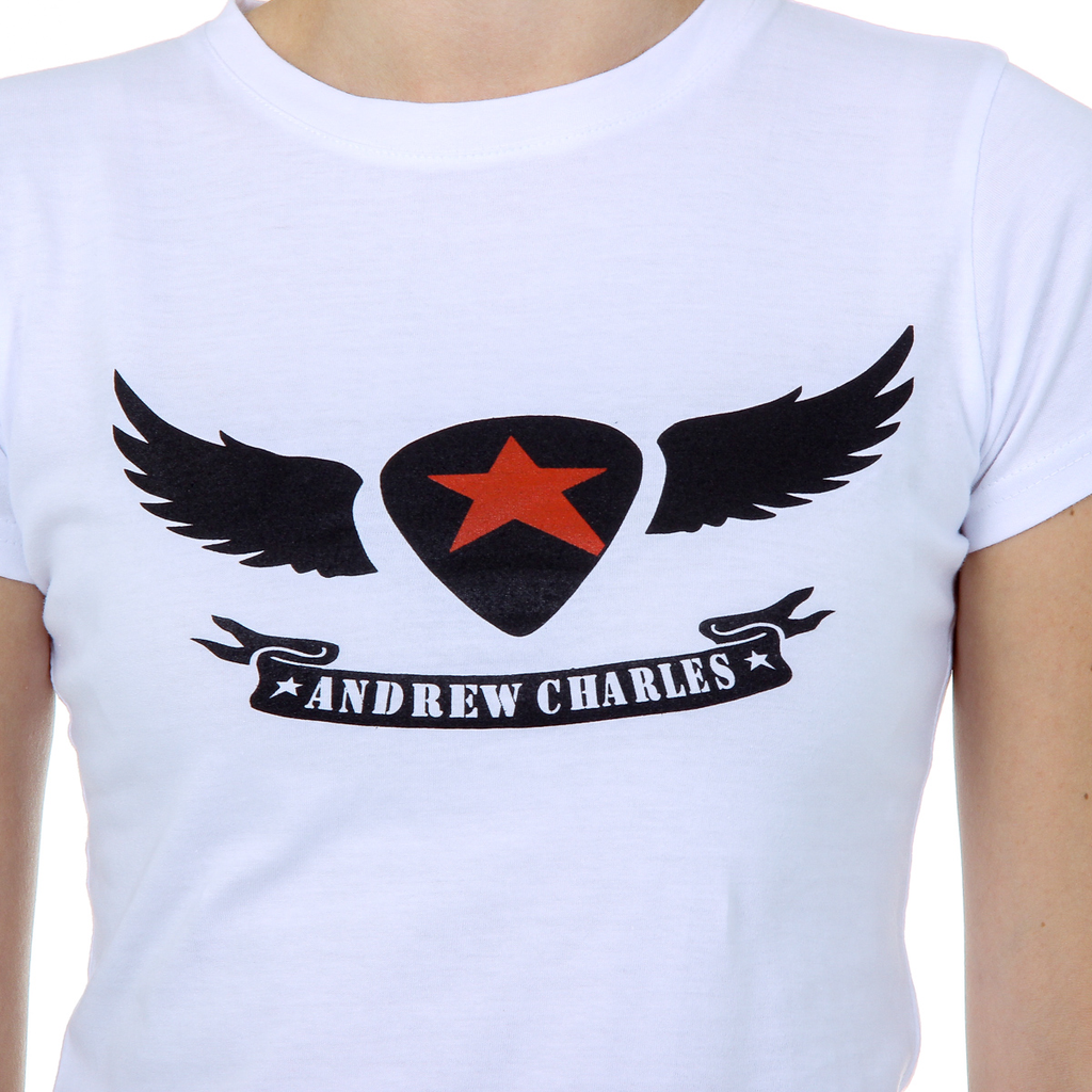 Camiseta Andrew Charles para mujer, manga corta, cuello redondo, color blanco TARANA