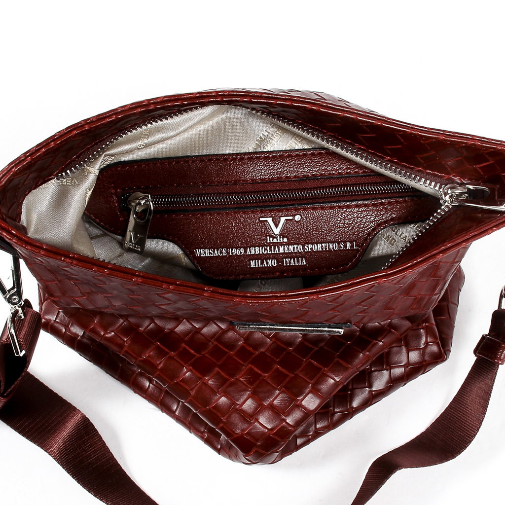 Bolso de hombro para hombre V 1969 Italia, color rojo oscuro ROD