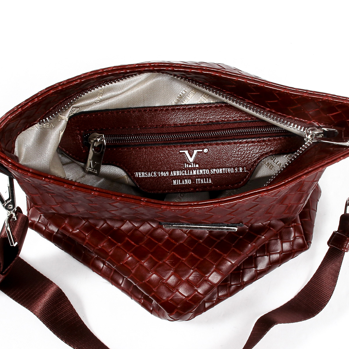 Bolso de hombro para hombre V 1969 Italia, color rojo oscuro ROD