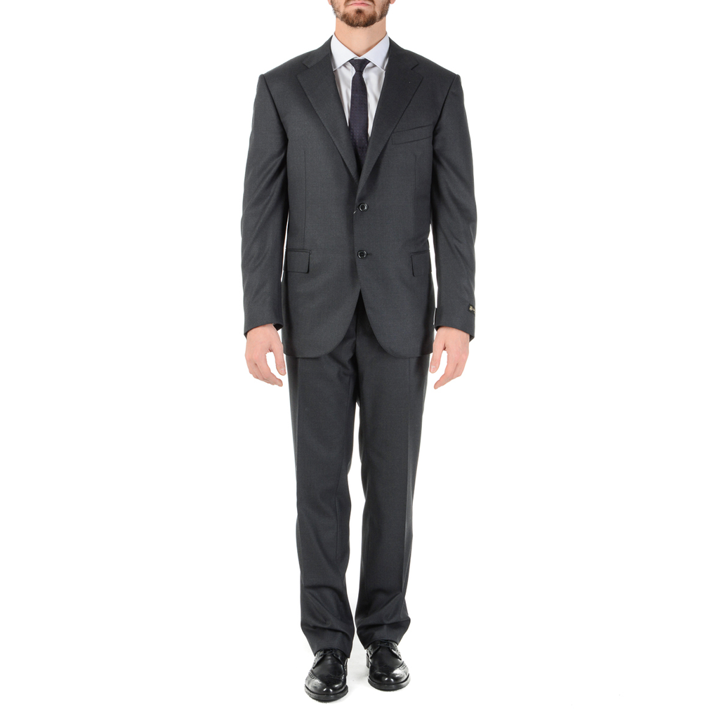 Corneliani Mens Suit Long Sleeves Dark Grey Super 160's