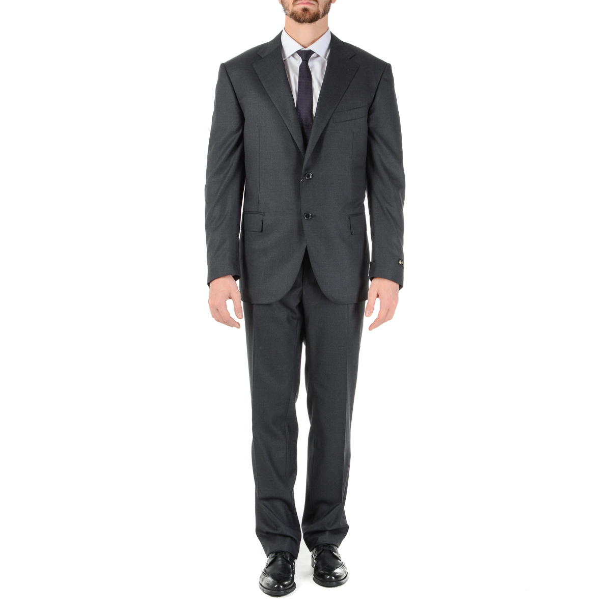 Corneliani Mens Suit Long Sleeves Dark Grey Super 160's