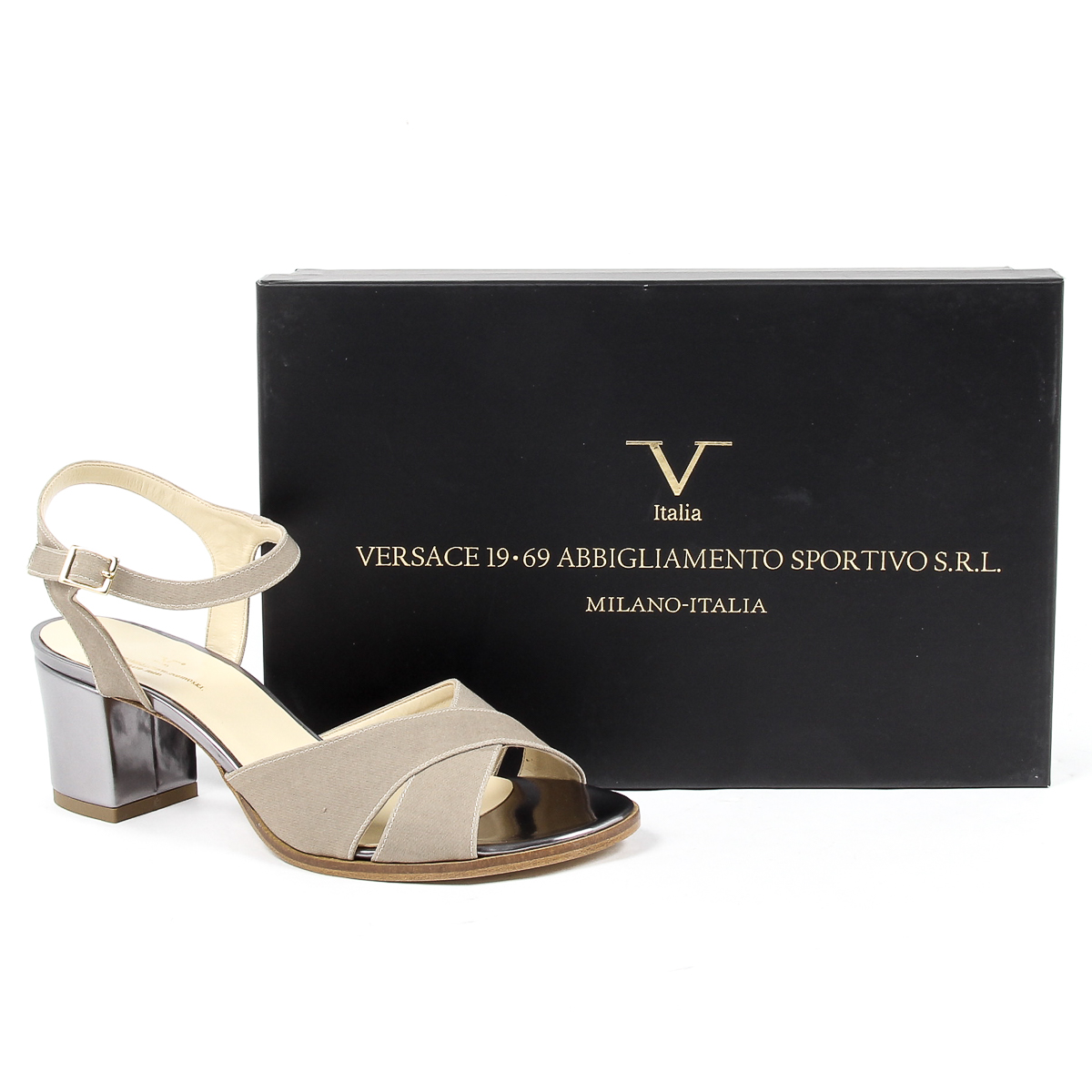 V 1969 Italia Sandalia de tira al tobillo para mujer Beige VERA