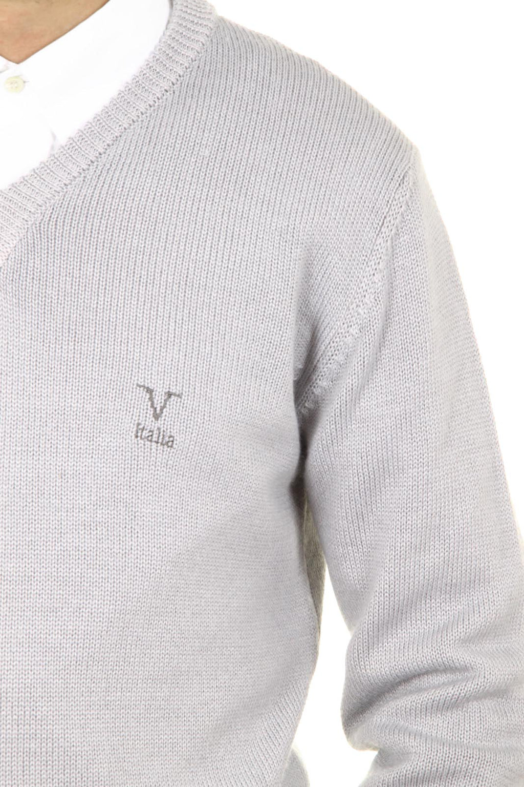 V 1969 Italia Jersey con cuello de pico para hombre 9803 SCOLLO V GRIGIO MEDIO