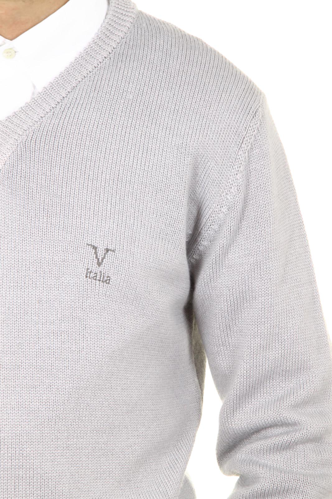V 1969 Italia Jersey con cuello de pico para hombre 9803 SCOLLO V GRIGIO MEDIO