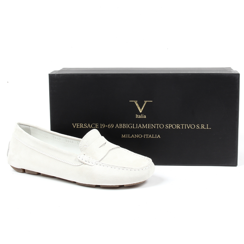 Mocasines V 1969 Italia para mujer, color blanco, AMALFI
