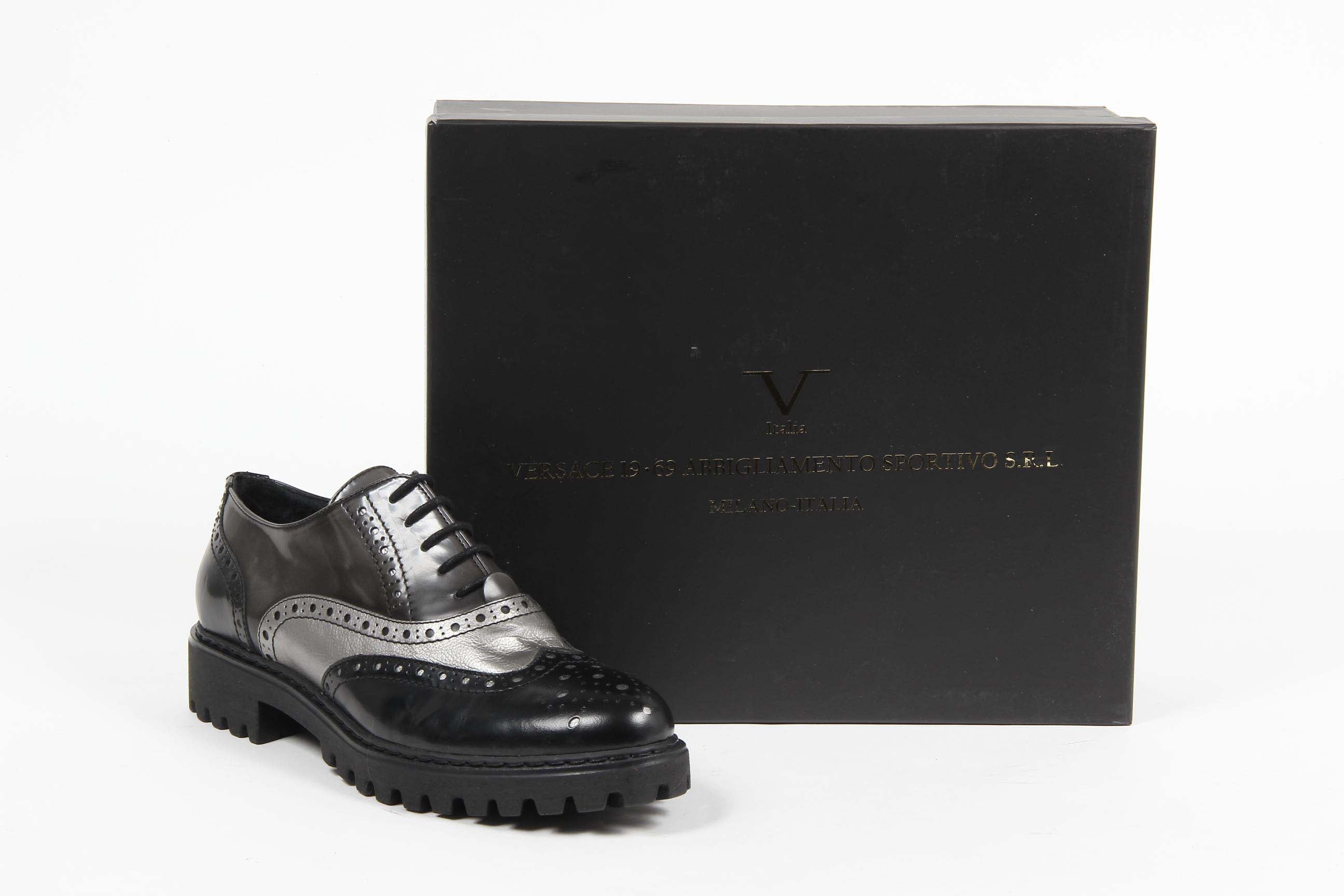 V 1969 Italia Zapato Oxford para mujer 5135 ABRASIVATO NERO