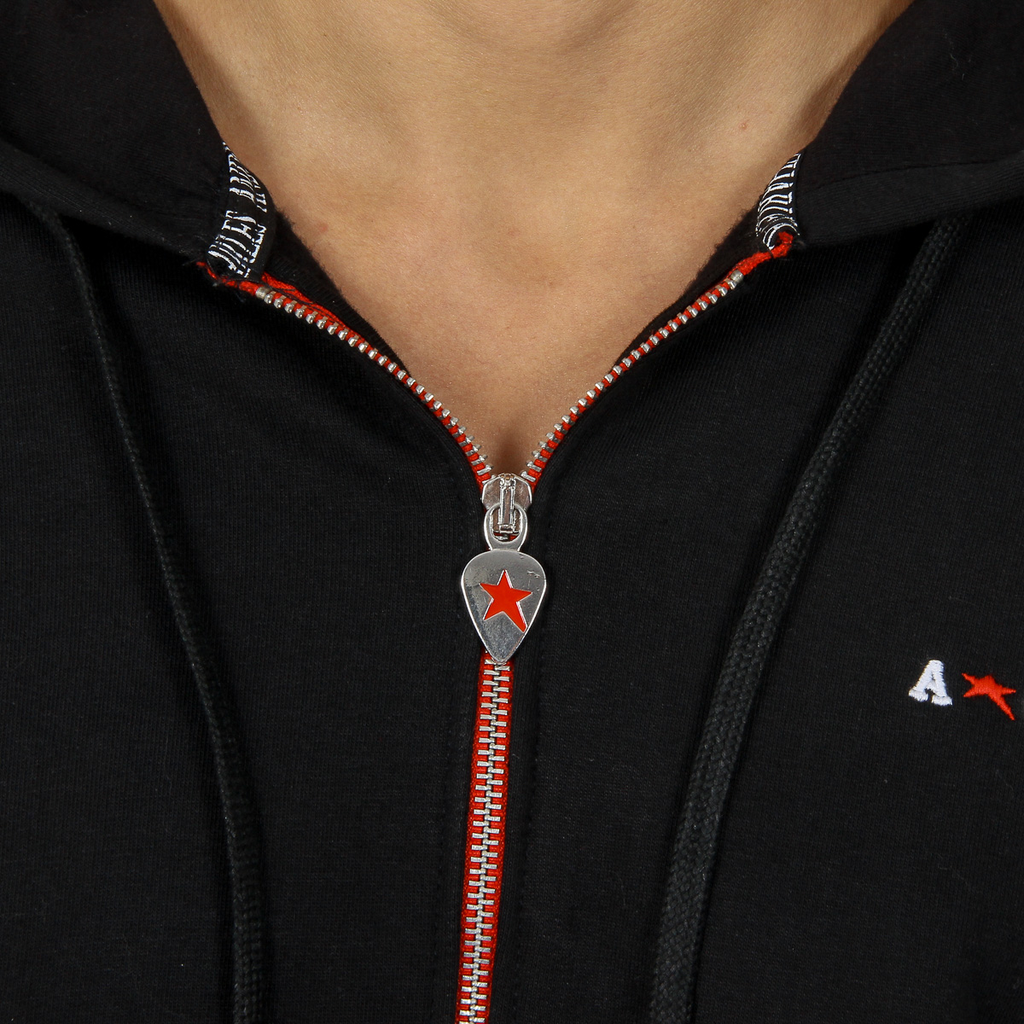 Sudadera con capucha Andrew Charles para hombre con cremallera, manga larga, cuello redondo, color negro FELA