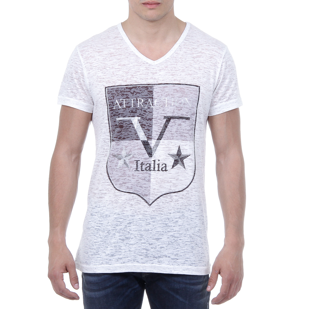 V 1969 Italia Mens T-shirt Short Sleeves V-Neck White ALEXANDER