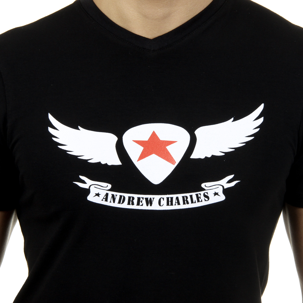 Camiseta Andrew Charles para hombre, manga corta, cuello en V, negra, KENAN