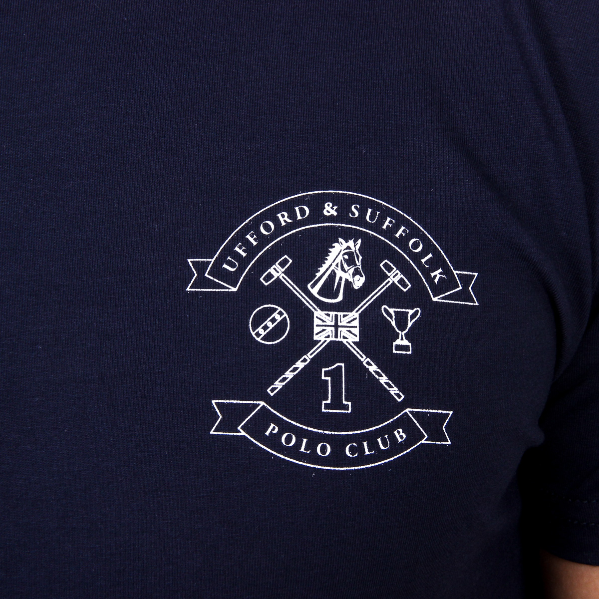 Camiseta de hombre Ufford & Suffolk Polo Club, manga corta, cuello redondo, US028, azul marino
