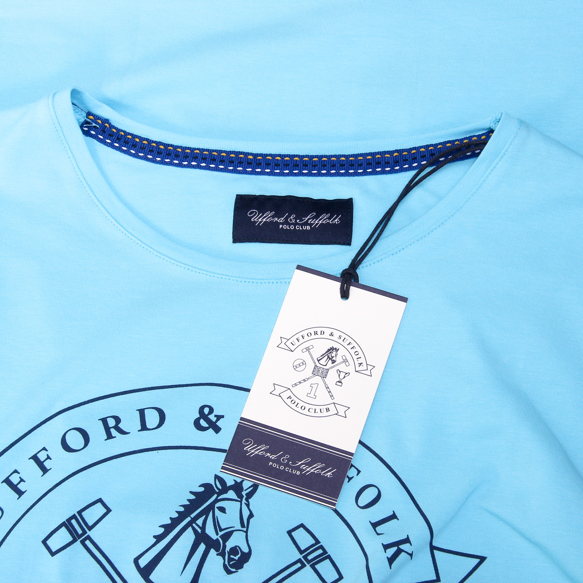 Camiseta de hombre Ufford & Suffolk Polo Club, manga corta, cuello redondo, US027, azul