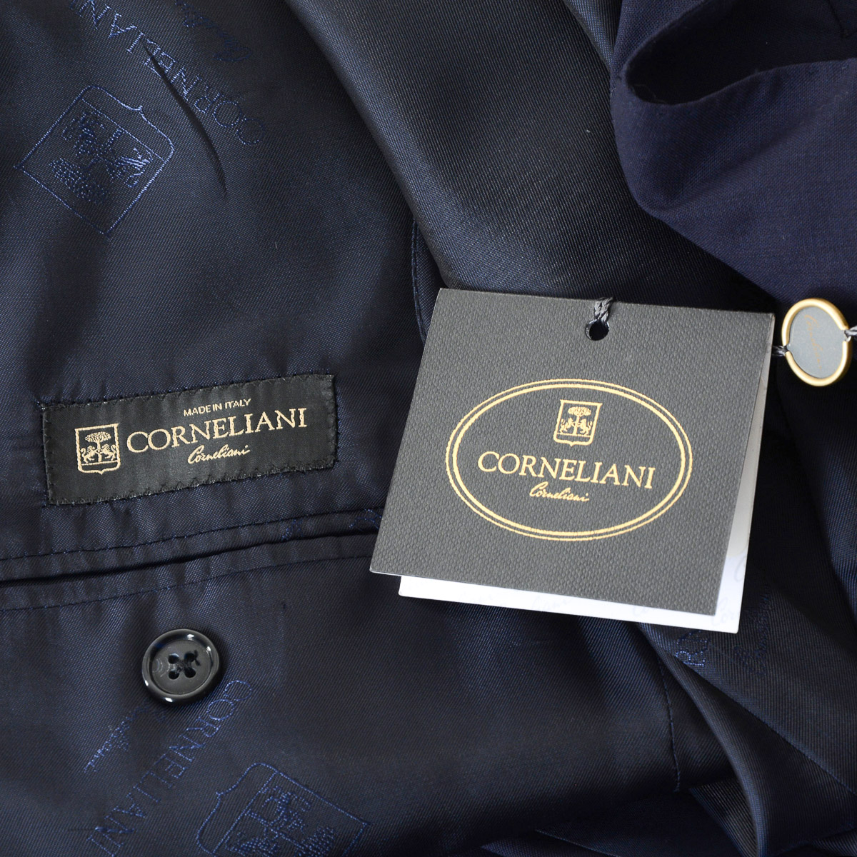 Traje Corneliani para hombre, manga larga, azul oscuro, talla Super 140