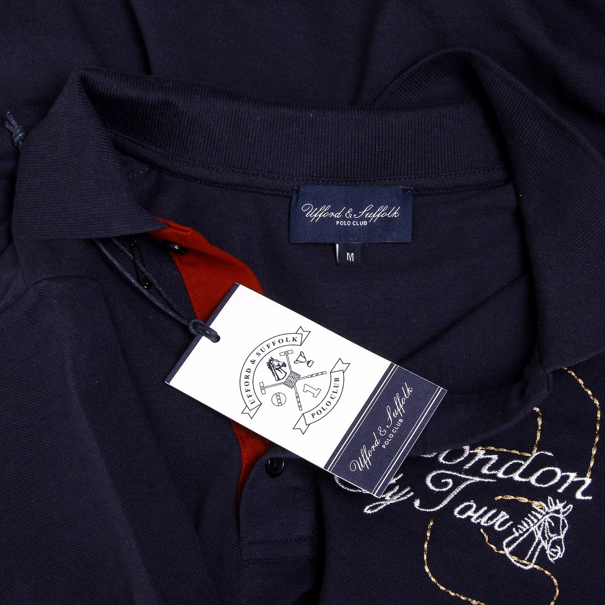 Polo Ufford & Suffolk Polo Club para hombre, manga corta, US005, azul marino