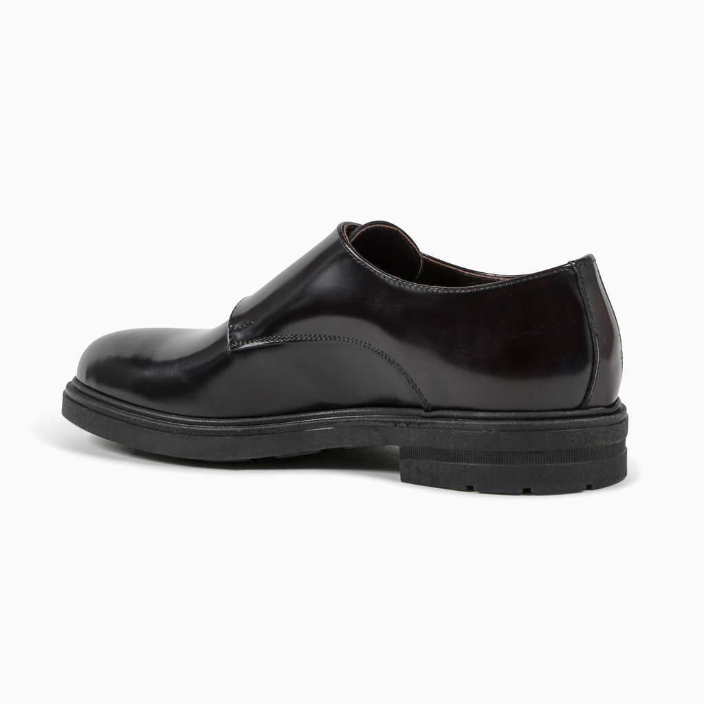 19V69 Italia - Zapato de doble hebilla para hombre, color burdeos, 1210 P ABRASIVATO BORDEAUX