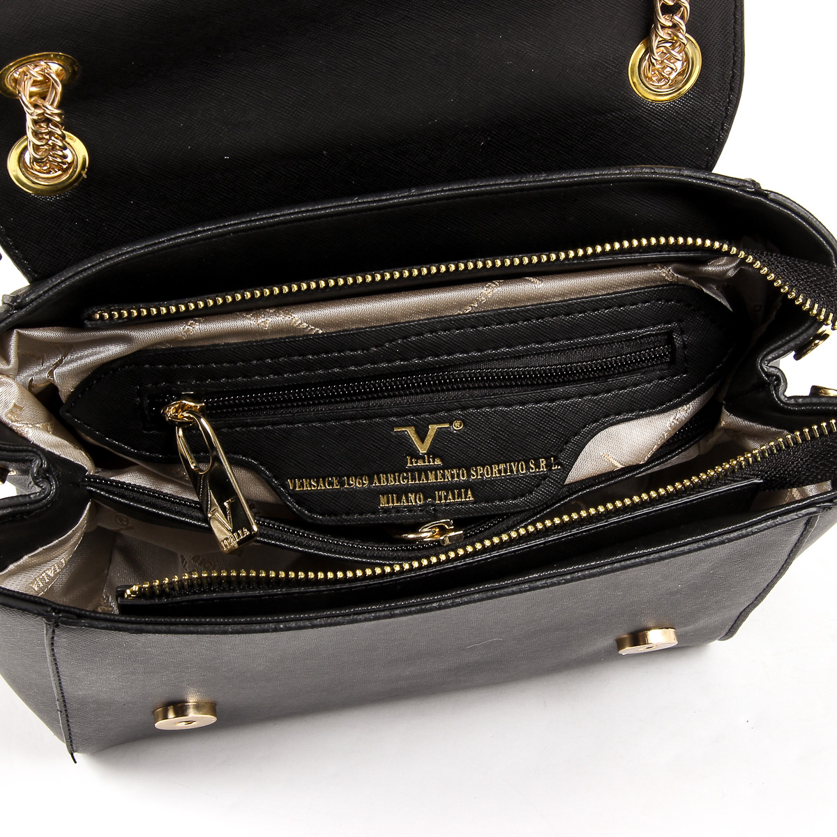 Bolso de mano para mujer V 1969 Italia VE014 NEGRO