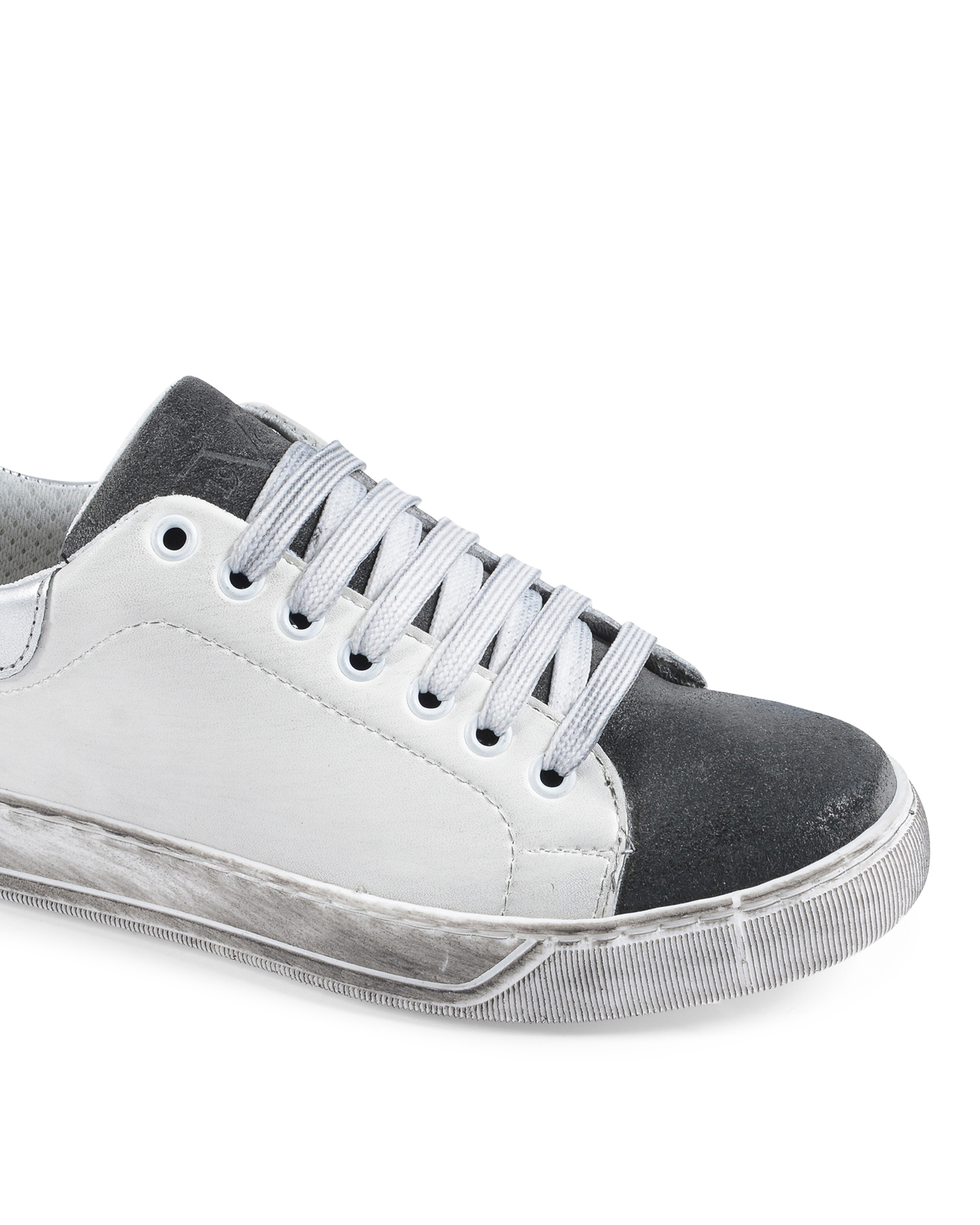 19V69 Italia Womens Sneaker White Grey 718 PELLE BIANCO CAM GRIGIO