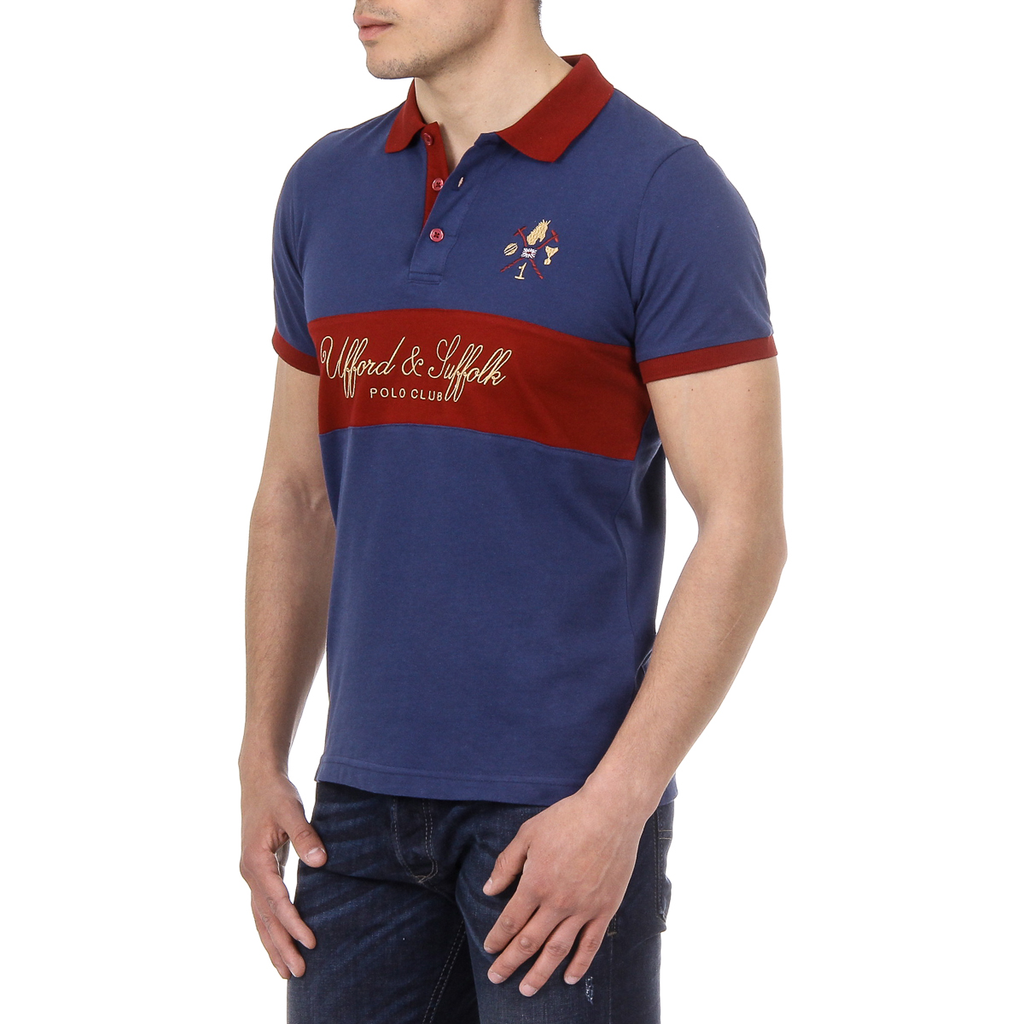 Polo Ufford & Suffolk Polo Club para hombre, manga corta, US002, azul marino