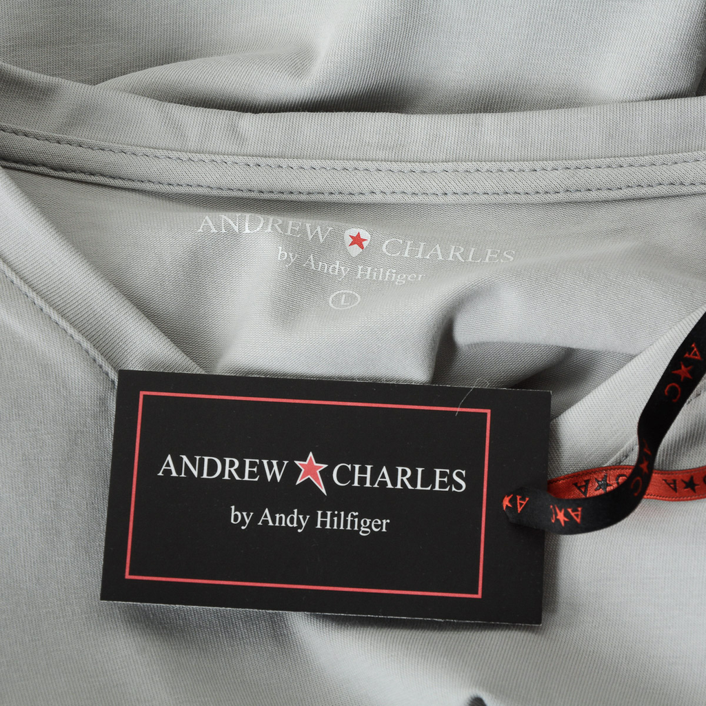 Camiseta Andrew Charles para hombre, manga corta, cuello en V, gris claro, KENAN