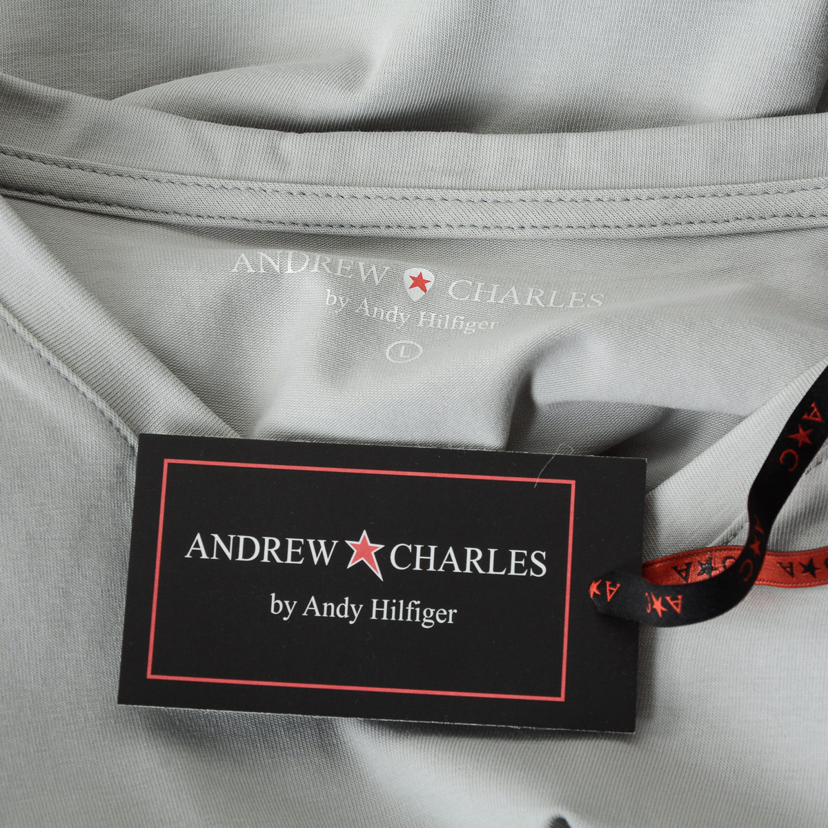 Camiseta Andrew Charles para hombre, manga corta, cuello en V, gris claro, KENAN