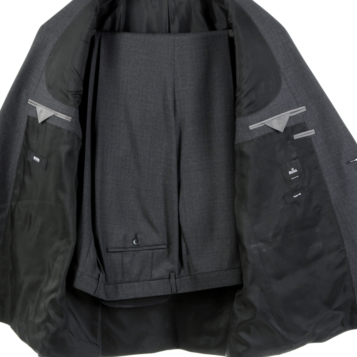 Traje Hugo Boss para hombre gris oscuro, ¡UNA GRAN GENIO!