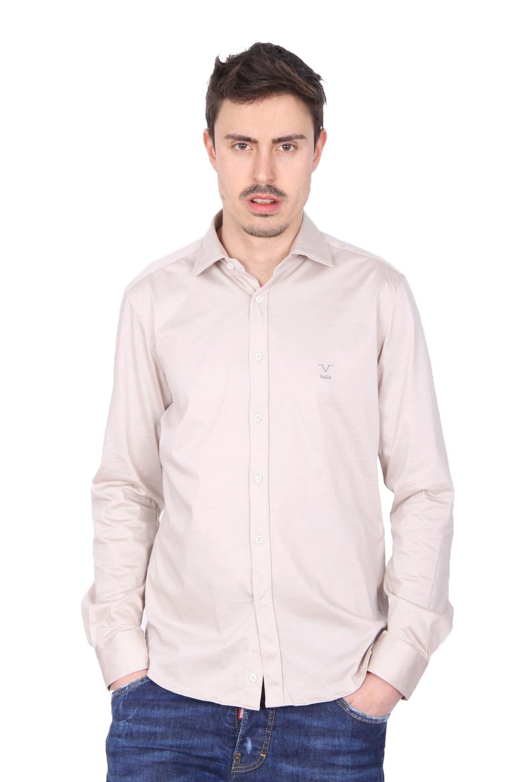 Camisa de manga larga para hombre V 1969 Italia Paris Jersey Beige