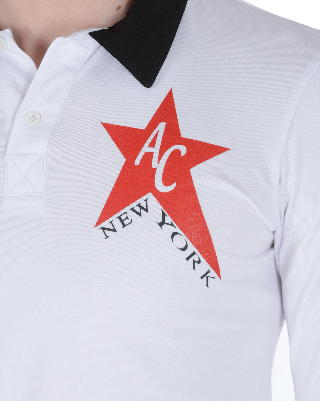 Polo Andrew Charles para hombre, manga larga, blanco y negro, talla 16