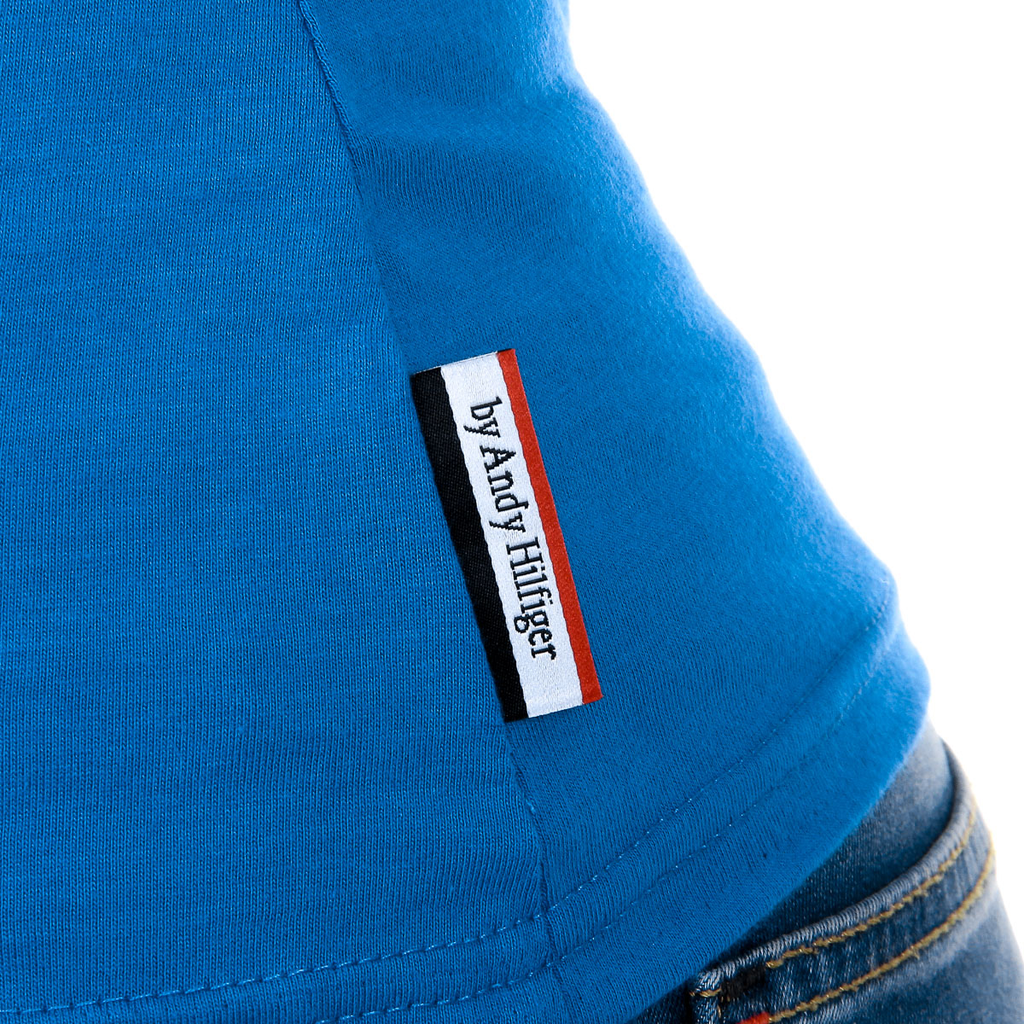 Camiseta Andrew Charles para mujer, manga corta, cuello redondo, azul, TARANA