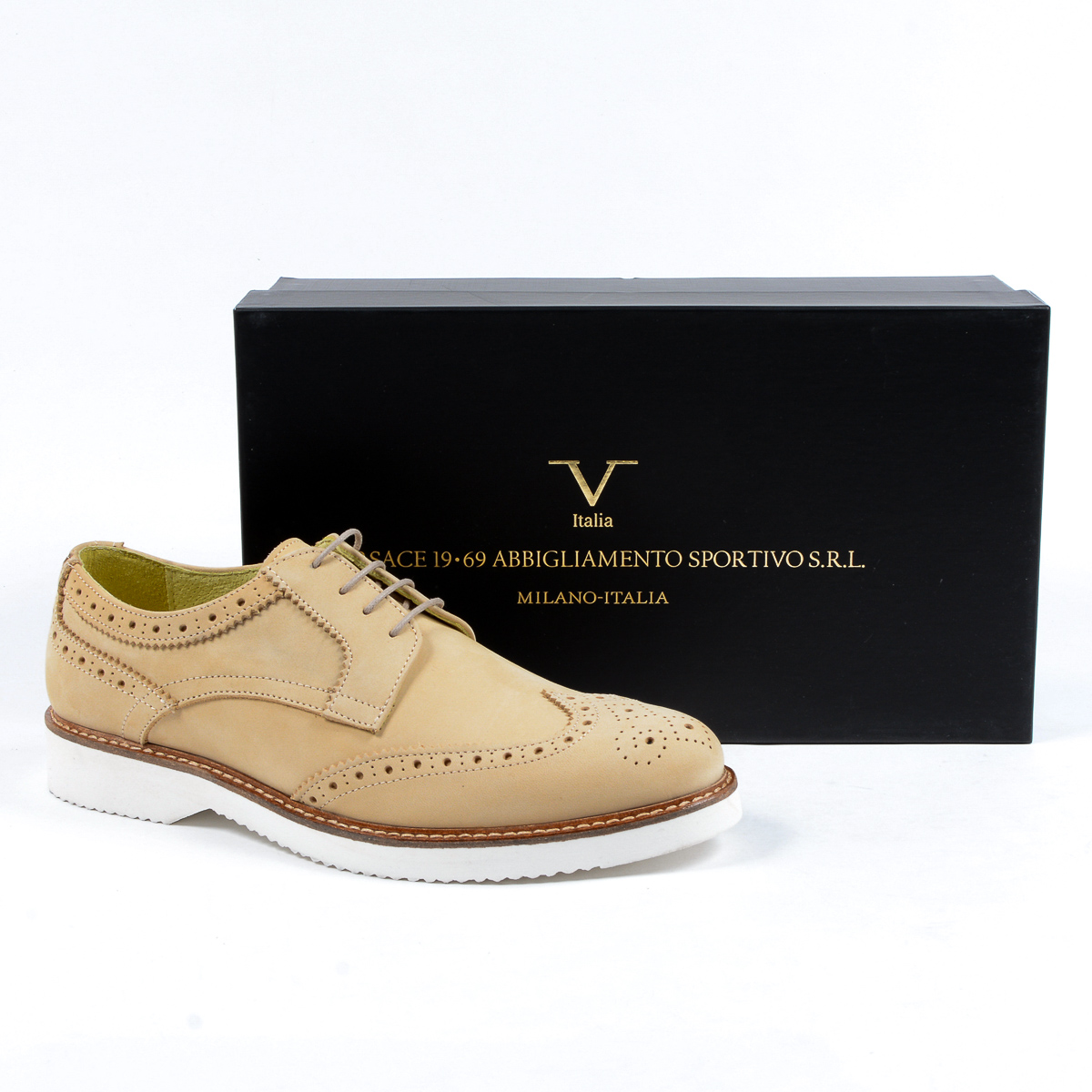 V 1969 Italia Zapatos Oxford Brogue para hombre Beige PEDRO