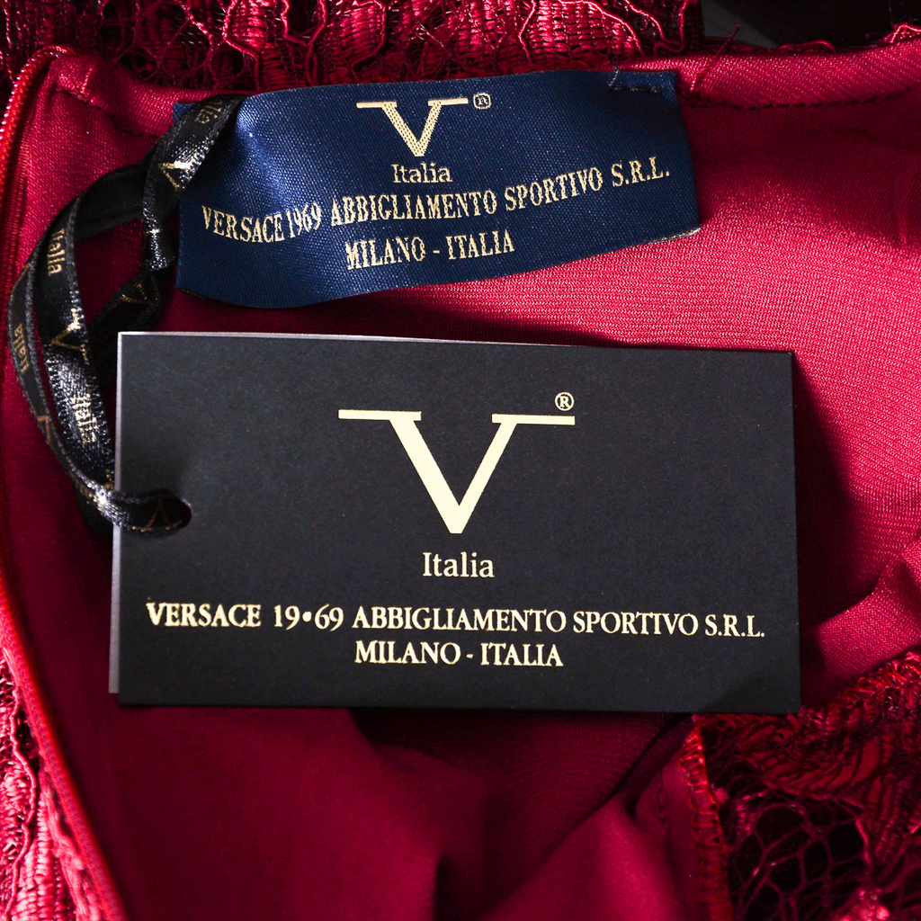 Vestido de mujer V 1969 Italia con mangas 3/4 Burdeos MILENA