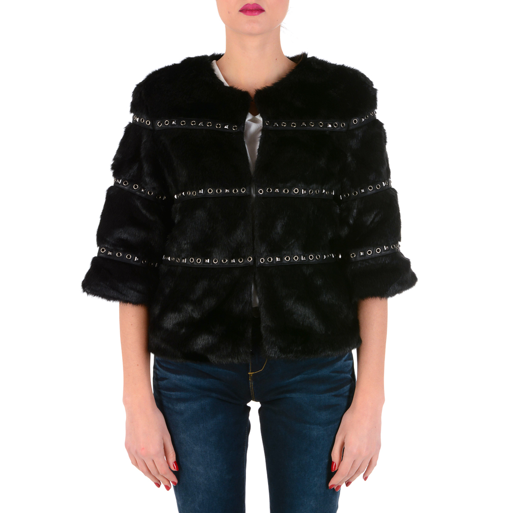 Chaqueta de mujer V 1969 Italia de manga larga negra GIULIA