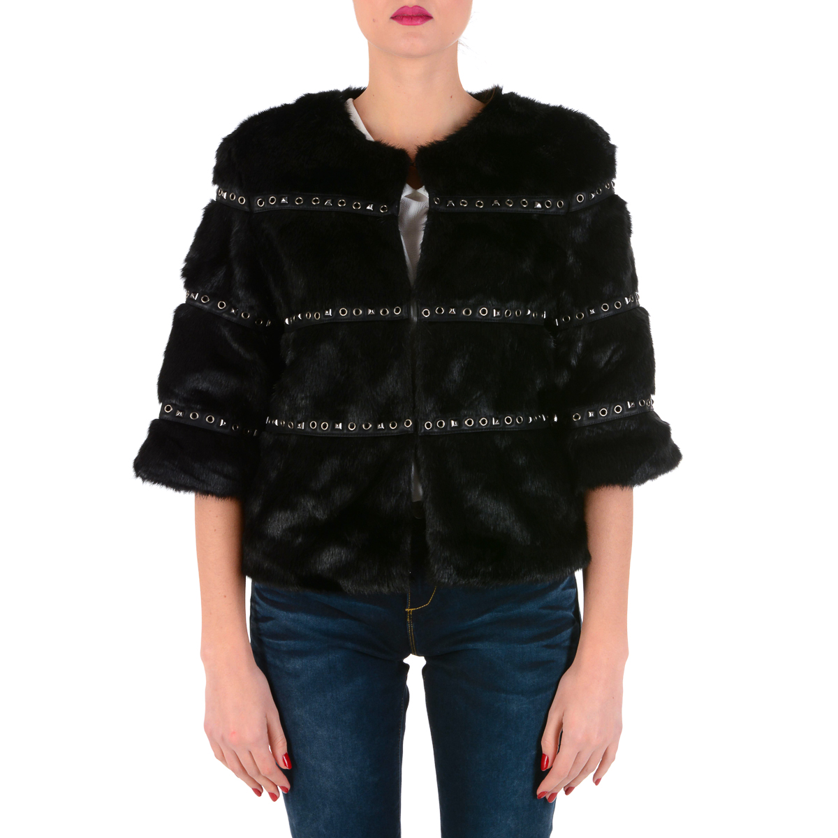 Chaqueta de mujer V 1969 Italia de manga larga negra GIULIA