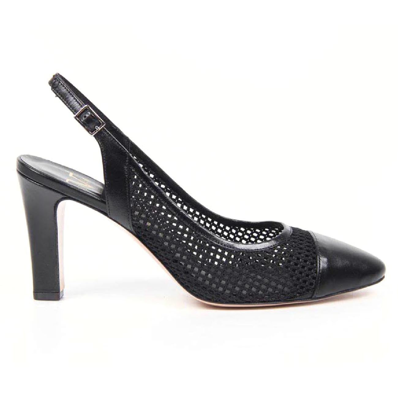V 1969 Italia Zapatos de tacón con tira trasera para mujer 5512 LAU85 TES RETE NEW RODI NERO