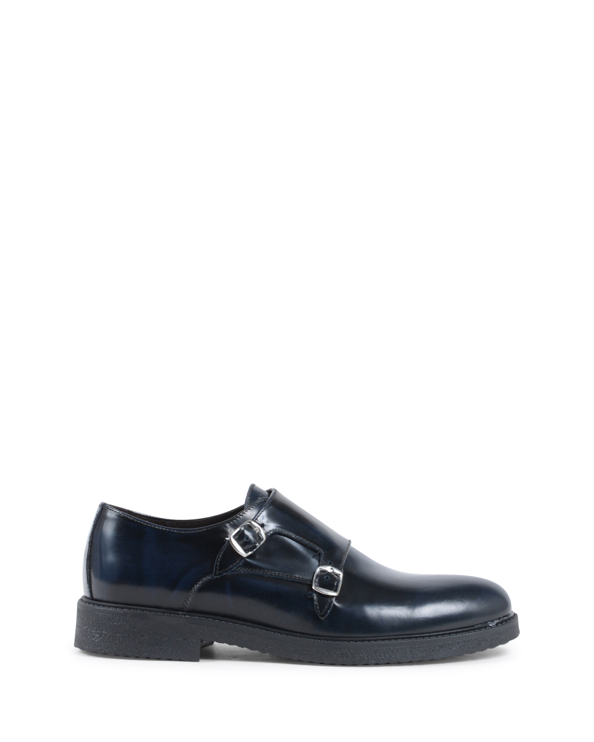 19V69 Italia Zapato de hombre con doble hebilla azul 1210 G ABRASIVATO AZUL